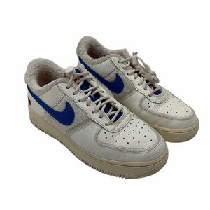 Nike Air Force 1 Low '07 Sherpa Fleece Sneakers White Blue Women's Size 8